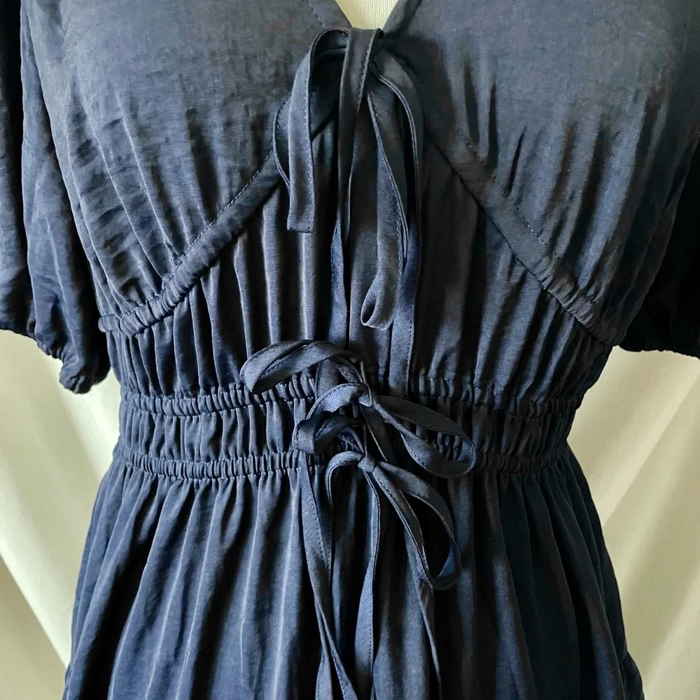 GAP Navy Blue Tiered Midi Dress